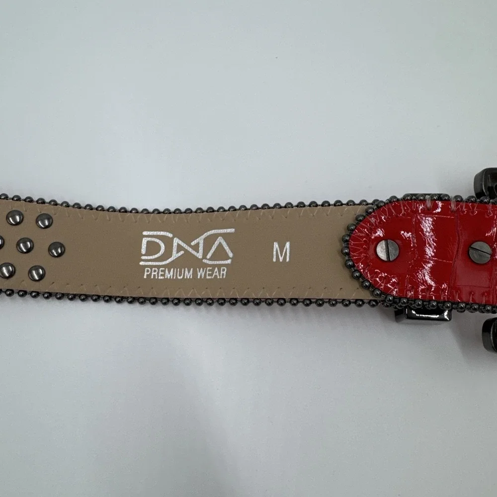 DNA Belt - Alligator Skin Black with Red Stone Great Condition